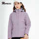 Simboo冲锋衣女男加厚三合一防风保暖外套加绒可拆卸登山滑雪户外衣服 12805紫色-女 2XL