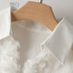 Late white off-size clearance temperament V-neck cotton shirt temperament lace collar light mature style shirt for women white L