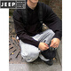 JEEP SPIRIT Black Henley Collar Sweater Men's Autumn American Retro Feel Knit Sweater Cleanfit Bottoming Shirt Gray M
