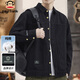 Paul Frank Jacket Men's Spring and Autumn Trendy Cotton Work Jacket Men's Casual Denim Top Men's Black XL
