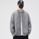 Kazuki Kuraishi's trendy solid color simple button cardigan sweater for men in autumn and winter Henley collar loose versatile sweater casual jacket light gray XL