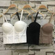 Renduo fishbone bra camisole, inner wear bra, one-piece top, beautiful back tube top, inner wear, outer wear corset, white S 32/70BC
