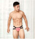 Large size sexy underwear men's elastic men's thong breathable T-pants ice silk hollow buttocks temptation sexy pink S