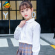G.duck little yellow duck children's shirt white long-sleeved pure cotton edge round neck spring and autumn versatile middle-aged and primary school uniforms for girls round neck girls white long sleeves 100 cm