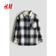 H&M children's clothing children's boys' shirt spring new red New Year's greetings New Year's shirt jacket 1163548 gray/checkered 110 110/60 (4-5Y)