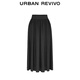 UR2025 new winter women's clothing simple casual solid color super loose high waist A-line skirt UWB550004 black M (M-L)