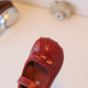 Girls' small leather shoes, children's slip-on loafers, spring and autumn shoes, little girls' soft-soled princess shoes, bean princess shoes, red 34, inner length 20.5cm