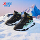 Xtep Children's Shoes Boys' Warm Anti-Slip Cotton Shoes Winter Mink Velvet Velcro Sneakers Black/Gray Grass Green 37