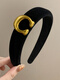 Miao Yijia black velvet headband for women, autumn and winter high skull pressure headband, elegant and high-end hairpin, versatile outer hair accessory, black C-shaped headband