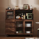 Four-bedroom house solid wood sideboard against the wall integrated storage cabinet coffee cabinet cabinet living room wine cabinet multi-functional tea cabinet storage cabinet walnut color length 160*width 40*height 132cm power track