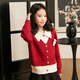 BUBBLE ORANGE Spring Festival family portrait, parent-child outfit, autumn and winter sweaters, western style mother and daughter, family of three or four, red sweater, high-end mother and child, men's round neck/women's cardigan 110, girl size 110 (recommended weight 35Jin Jin is equal to about 0.5 kg)
