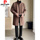 Pierre Cardin autumn and winter 2026 new men's mid-length woolen windbreaker trendy stand-up collar mature and stable woolen coat jacket black regular M