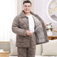 随阅睡衣男士冬季加绒加厚爸爸棉袄冬天牛奶绒保暖家居服中老年人套装 N9926F蓝 牛奶绒 升级加厚 L 码 90-120斤