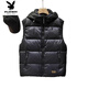 花花公子（PLAYBOY）黑金羽绒马甲加厚高蓬松白鸭绒坎肩连帽马夹2025冬季羽绒服男外套 黑色 XL 体重115-130斤