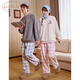 Gukoo Couple Pajamas Winter Disney Warm and Comfortable Round Neck Plaid Pants Women's Home Clothes Suit Men's Peach Pink L