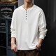 Kuraishi Kazuki American Henley Collar Sweatshirt Men's 2025 Autumn and Winter Loose Casual Solid Color Bottoming Shirt Plus Velvet Long Sleeve Jacket Men White M Suitable Weight 90-130Jin Jin is equal to 0.5 kg