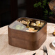 Flower Language Four Seasons Home Living Room Dried Fruit Box Solid Wood Nut Snack Storage Box 2025 New Chinese Style Melon Seed Candy Compartmented Fruit Plate Jinfu Handle 4 Compartments Rounded Corners Single Layer + 4 Square Bowls