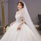 Zhizhou Xian Pauline one-shoulder light wedding dress 2024 temperament main gauze bride summer cover thick arms big tail princess style floor-length standard mid-waist veil skirt support M one size