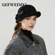 GEFWEIMKL Merino Wool Hat Women's Autumn and Winter New Bow Hepburn Style Women's Fashion Hat Elegant Warm Basin Hat Black Adjustable (56-58cm)