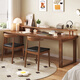 Huixun pure solid wood double desk with bookshelf simple computer desk home desk wall workbench long large table walnut #desk + C bookshelf 100cm*60cm*75cm