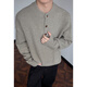 Pugos Henry collar half turtleneck sweater for men in autumn trendy American loose sweatshirt jacket lazy style high-end sweater black XL