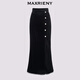 MAXRIENY French retro high-waist slit skirt 25 autumn jacquard fishtail skirt banquet dress black M