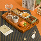 Japanese simple rectangular tea tray small and large wooden earwood tray tea table accessories kungfu tea set tray ebony wood-curved ear tea tray 34.5*24.5cm