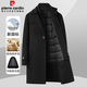 Pierre Cardin wool double-sided woolen coat for men, removable goose down lining, thickened business casual lapel woolen coat for men