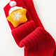 Fashionable New Year's popular cotton cartoon Christmas knee-high socks with red stars, 3 pairs, 0-1 years old (S), foot length 9-11cm