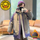 G.duck boys' velvet parka winter style 2025 new thickened medium and large children's jacket warm cotton clothing 10-year-old trend purple 170 recommended height 160-170cm13-15 years old