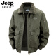 JEEP SPIRIT 2025 winter velvet thickened jacket men's cotton-padded bomber jacket men's large size loose top youth military green XL