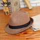 JEEP hat men's pure wool green middle-aged and elderly small top hat autumn and winter warm outdoor British jazz hat manufacturer direct approval black M (56-58cm)