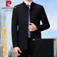 Pierre Cardin high-end wool suit suit, middle-aged men's stand-up collar tunic performance suit, Chinese style Chinese style small suit jacket, navy tunic top + pants L 175/50 (recommended 136-150 Jin Jin equals 0.5 kg)