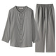 American Standard spring and autumn new long-sleeved couples pure cotton pajamas set women's cotton can be worn outside double-layer cotton gauze home clothes winter men's gray (double-layer cotton gauze) 2XL
