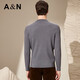 Antonio Light Luxury Simple & Contains Wool Autumn Henley Collar Sweater Men's Delicate Skin Friendly Breathable Long Sleeve T-Shirt Thin Gray M /48(170/88A)
