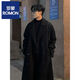 ROMON Belt Tie Mid-Length Woolen Coat Men's Knee-Level Loose Winter Thickened Korean Woolen Windbreaker Jacket Trend Black Counter Genuine 3XL Recommended 180-210Jin Jin is equal to 0.5 kg