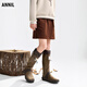 Annai Children's Clothing Girls Full Waist Skirt 2025 Autumn New Style Plastic Tang Brown 140cm