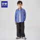 Romon Boys' Shirt Jacket Spring and Autumn Children's 2026 New Medium and Large Boys' Tops Plaid All-match Shirt Blue 110