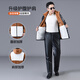 Liyang Men's Leather Clothes and Leather Pants Suit Winter Thickened Velvet Jacket Motorcycle Driving Warm Motorcycle Takeout Work Clothes Shoulder Pads Belly Protector Leather Pants Set 5XL 180-200Jin Jin is equal to 0.5 kg