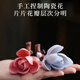 Man Gong high-end quality color-changing tea pet creative magnolia boutique can be cultivated ornaments home tea table cover tea table decoration blue to white ceramic hand-pinned flowers