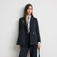Scofield Wool 100% Women's Intelligent Peaked Collar Striped Suit Double Breasted 2025 Autumn New Arrival Gray (Suit) S 160