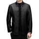 JEEP SPIRIT Spring and Autumn Haining Genuine Leather Jacket Men's First Layer Cowhide Tang Suit Chinese Style Jacket Stand Collar Chinese Style Leather Jacket Thin Black M 170