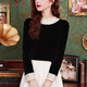 FSAT French style gold velvet top, noble and stylish black shirt, women's 2025 new autumn and winter European shirt, black XL 115-125Jin Jin is equal to 0.5 kg