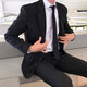 Playboy Spring and Autumn Korean Style Casual Suit Jacket Men's Black Loose Student Formal Business Suit Suit Men's Trend Black Single Suit Free Tie XL Recommended 115-135Jin Jin is equal to 0.5 kg