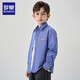Romon Boys' Shirt Jacket Spring and Autumn Children's 2026 New Medium and Large Boys' Tops Plaid All-match Shirt Blue 110
