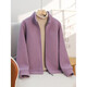 2025 middle-aged and elderly women's polar fleece jacket for spring and autumn warm fleece mother's wear sweatshirt stand-up collar cardigan jacket purple 2XL (recommended 105-120Jin Jin equals 0.5 kg)