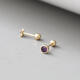 K gold earrings, screws, ear plugs, natural tanzanite earrings, amethyst crystal gemstones, 18K gold, amethyst (4M round) earrings