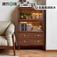 Genji Muyu solid wood side cabinet modern minimalist living room storage storage cabinet black walnut glass wall storage cabinet