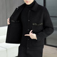 Lilang woolen woolen coat men's short double-sided woolen coat autumn and winter new high-end men's thickened woolen jacket black 4XL 195