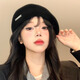 Yanyun black woolen forward hat for women spring and autumn Korean style all-match face-showing small reverse beret big head circumference painter hat black one size